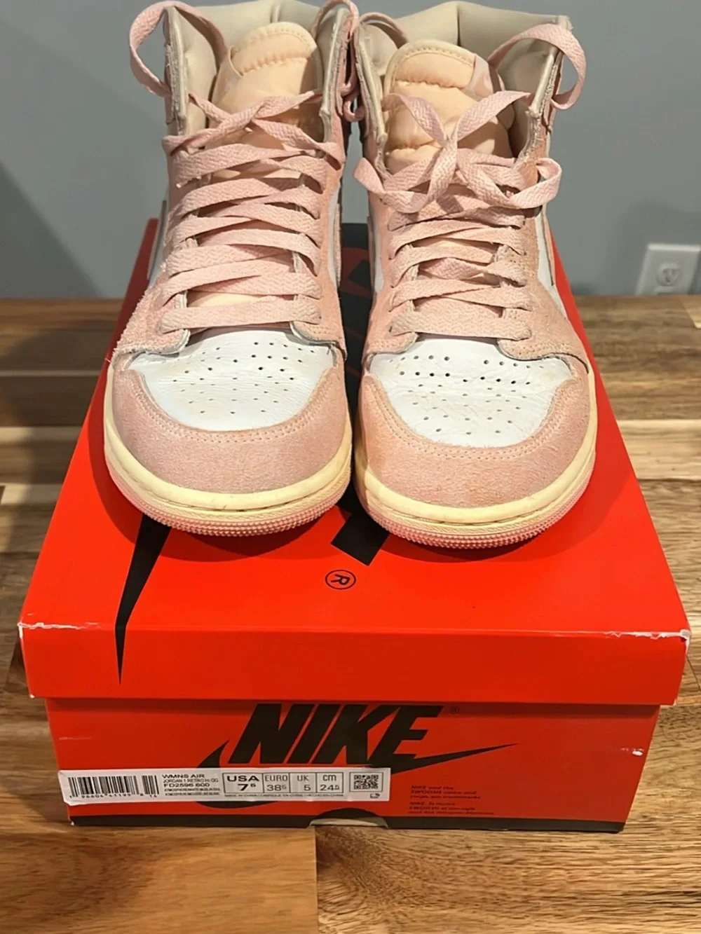 Nike Air Jordan 1 High Pink and White Women's Sneakers